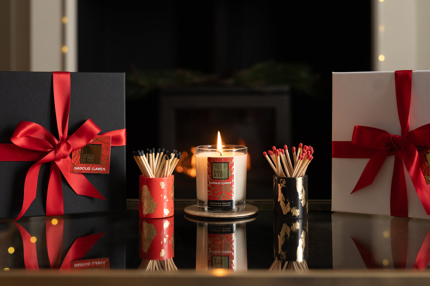 Nadolig Llawen Candle and Match pot Gift Box